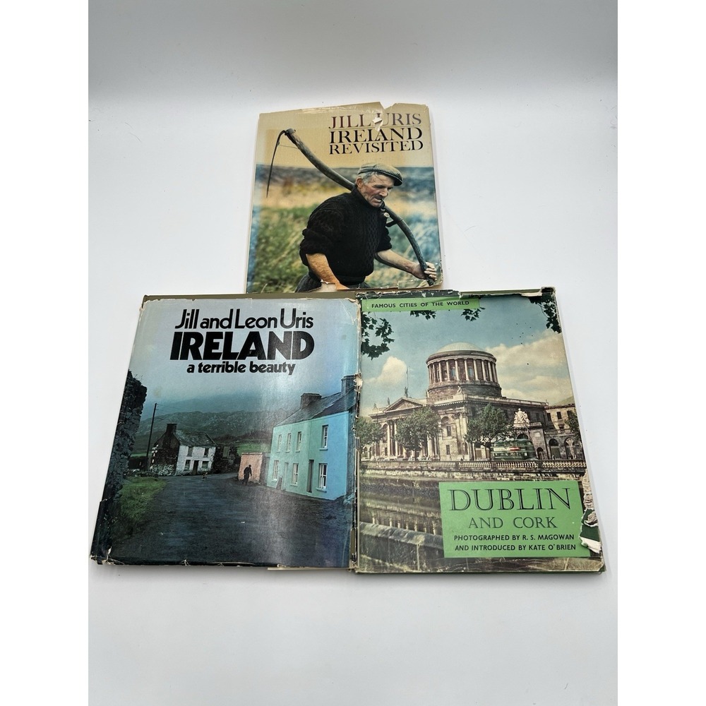 Vintage Ireland Book Lot Uris Dublin Cork Travel HC Photo Damaged
